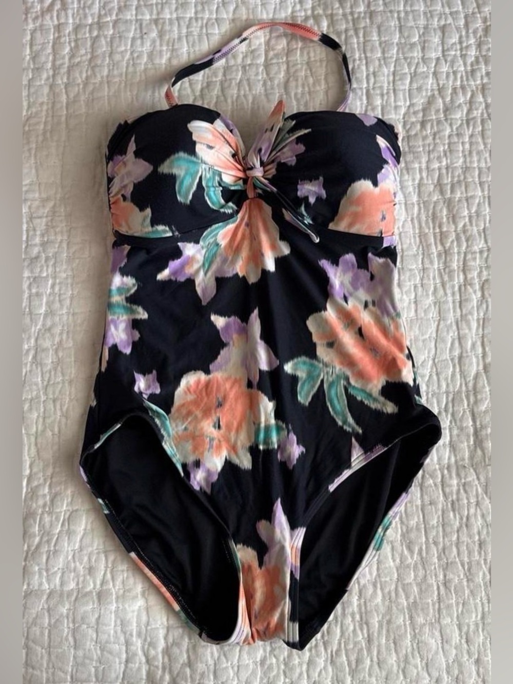Beach House Size 10 Black Floral Swimwear NWOT